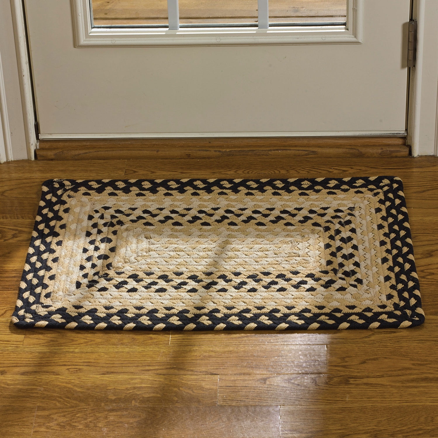 Park Designs Black Cotton Braided Area Rug Cream