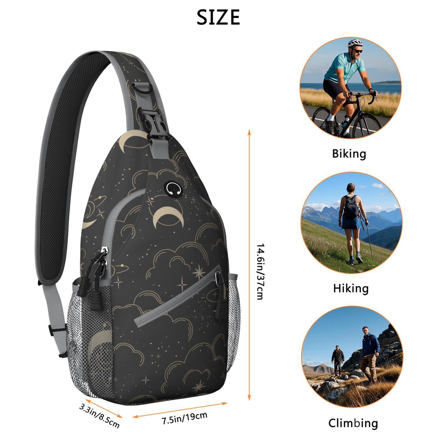 Retro Steampunk Astrology Chart Crossbody Bag Dark Astronomy Aesthetic Shoulder Backpack Durable & Comfortable for Travel, Urban Use