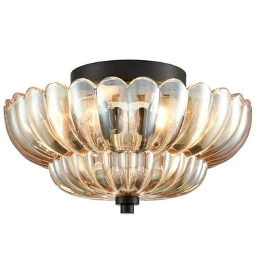 Art Decor 3-Light Semi Flush Mount Ceiling Light Amber Glass Ceiling Light Fixture