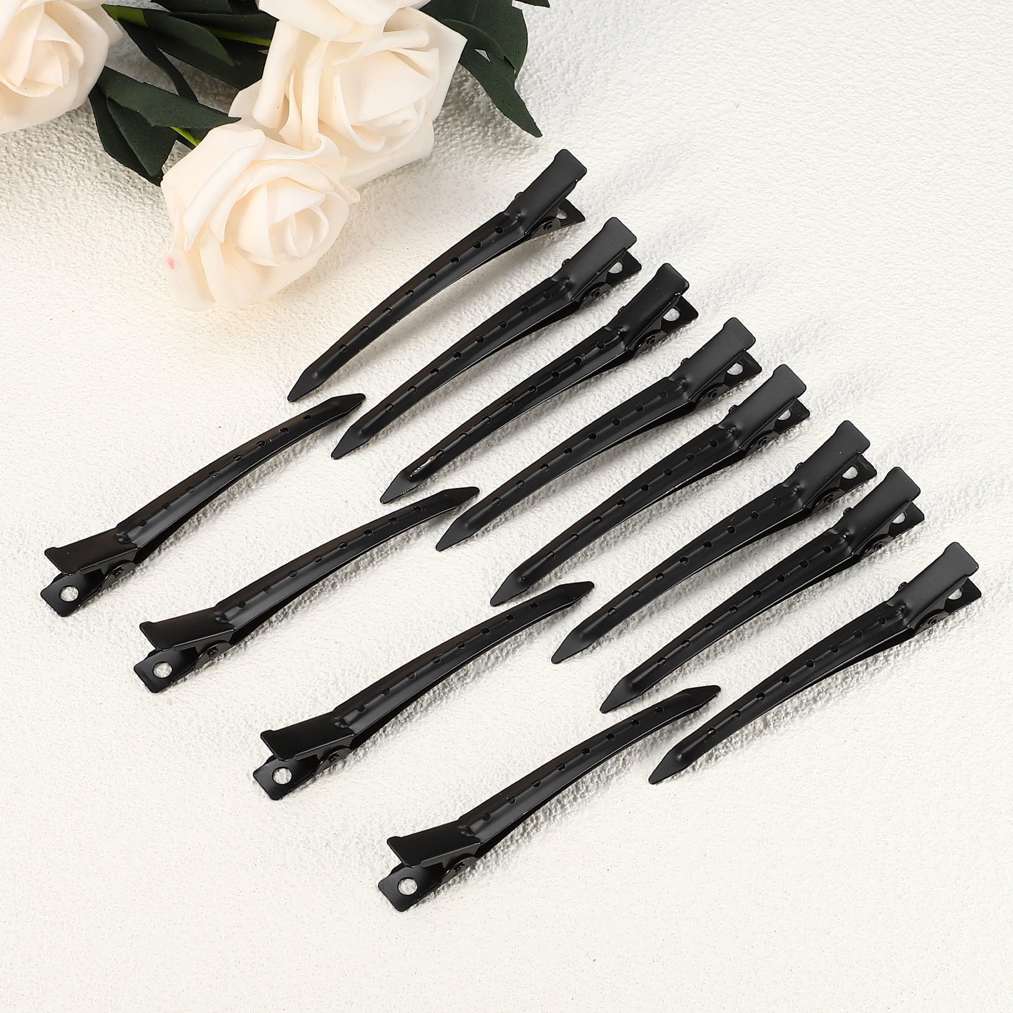 Unique Bargains 12Pcs Metal Durk Bill Non-Slip Hair Clip Black