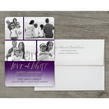 Love and Light - Deluxe 5x7 Personalized Holiday Hanukkah Card