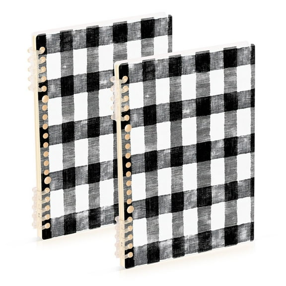 A5 Notebook, Single Back Sheet Printed on One Side, 60 Sheets Black and White Checkered