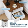 thumbnail image 3 of GarveeHome Farmhouse Nightstand with Charging Station, Modern Bedside End Table with 2 Drawers, USB Ports & Outlets, White, 3 of 7