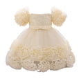 thumbnail image 4 of RMGVDSD Baby Girls Dress Toddler Puff Sleeves Tutu Princess Dresses Girls Formal Pageant Wedding Flower Girl Dress Birthday Party Gown 18-24 Months, 4 of 4