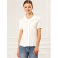 thumbnail image 3 of Camisa de Manga Corta Allegra K suave con Botones y cuello Peter Pan Dulce para Mujer blanco XL, 3 of 6