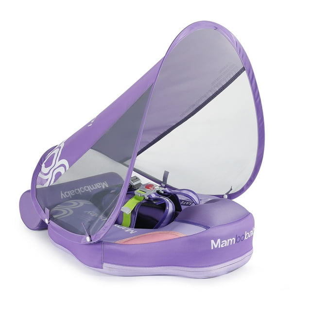 Aro de natación Mambobaby Flotador de natación para bebé no inflable Flotador de natación para bebé suave e impermeable Entrenador de natación agradable para la piel con flotador de cola + toldo solar Mambobaby Aro de natación