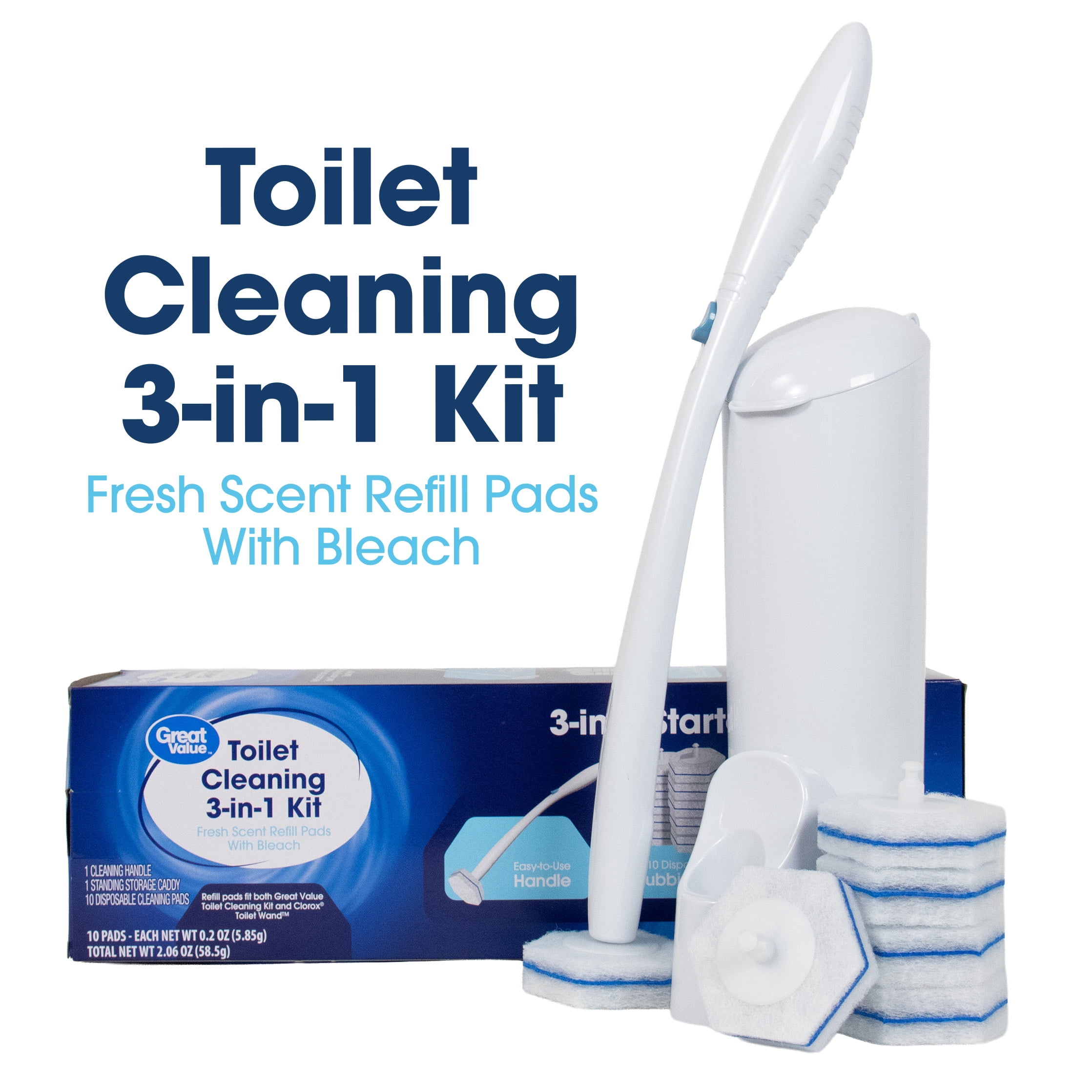 (4 pack) Great Value Toilet Cleaning 3-in-1 Starter Kit