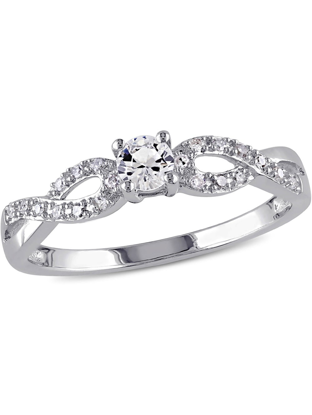 1/4 Carat (Ctw) LabCreated White Sapphire Infinity Ring with Diamonds