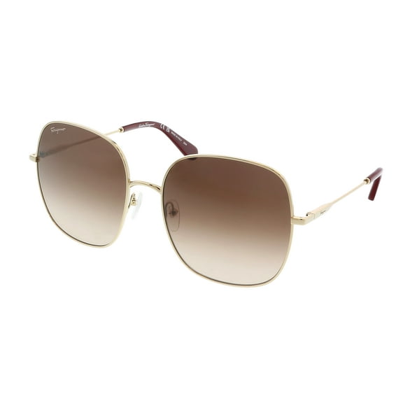 Salvatore Ferragamo SF 300S Metal Womens Square Sunglasses Brown 59mm Adult