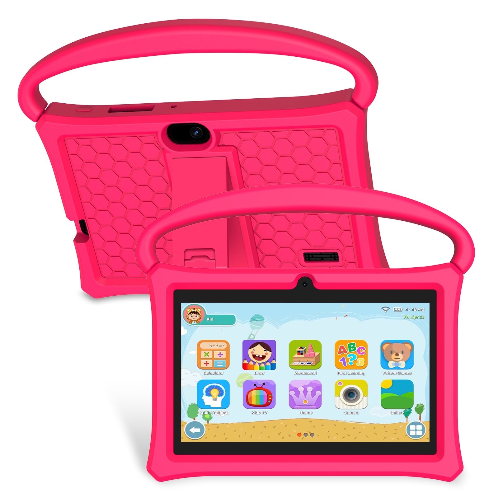 Android Kids Tablet 7 inch with Case, 2GB RAM, 32GB ROM, Touch Screen, Quad-Core,1024x600| Wi-Fi| Google Certified(Pink)