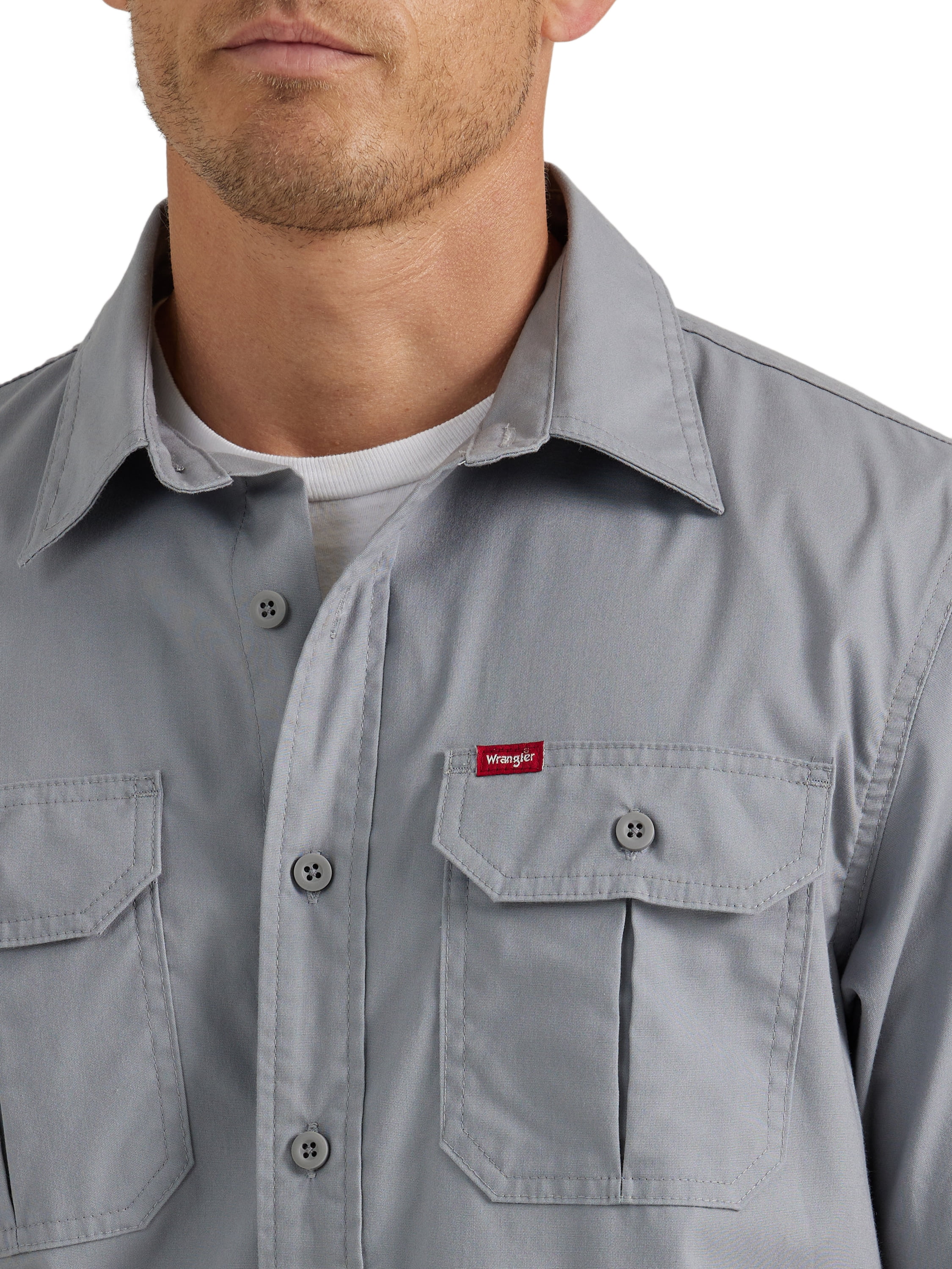 Wrangler® Men's Relaxed Fit Short Sleeve Twill Shirt, Sizes