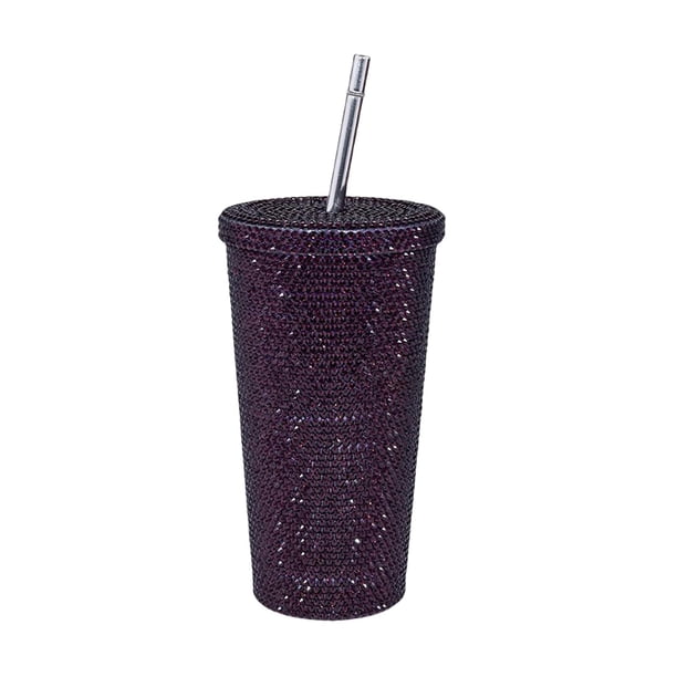 Taza de café Vasos de café 17.6oz con tapa y pajita con kit de cepillo de limpieza para NUEVO Púrpura 500ml