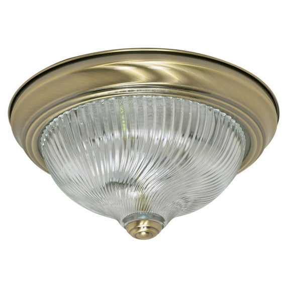 Nuvo Lighting 60237 - 2 Light 11" Round Antique Brass Frosted Swirl Glass Shade Ceiling Light Fixture (60-237)