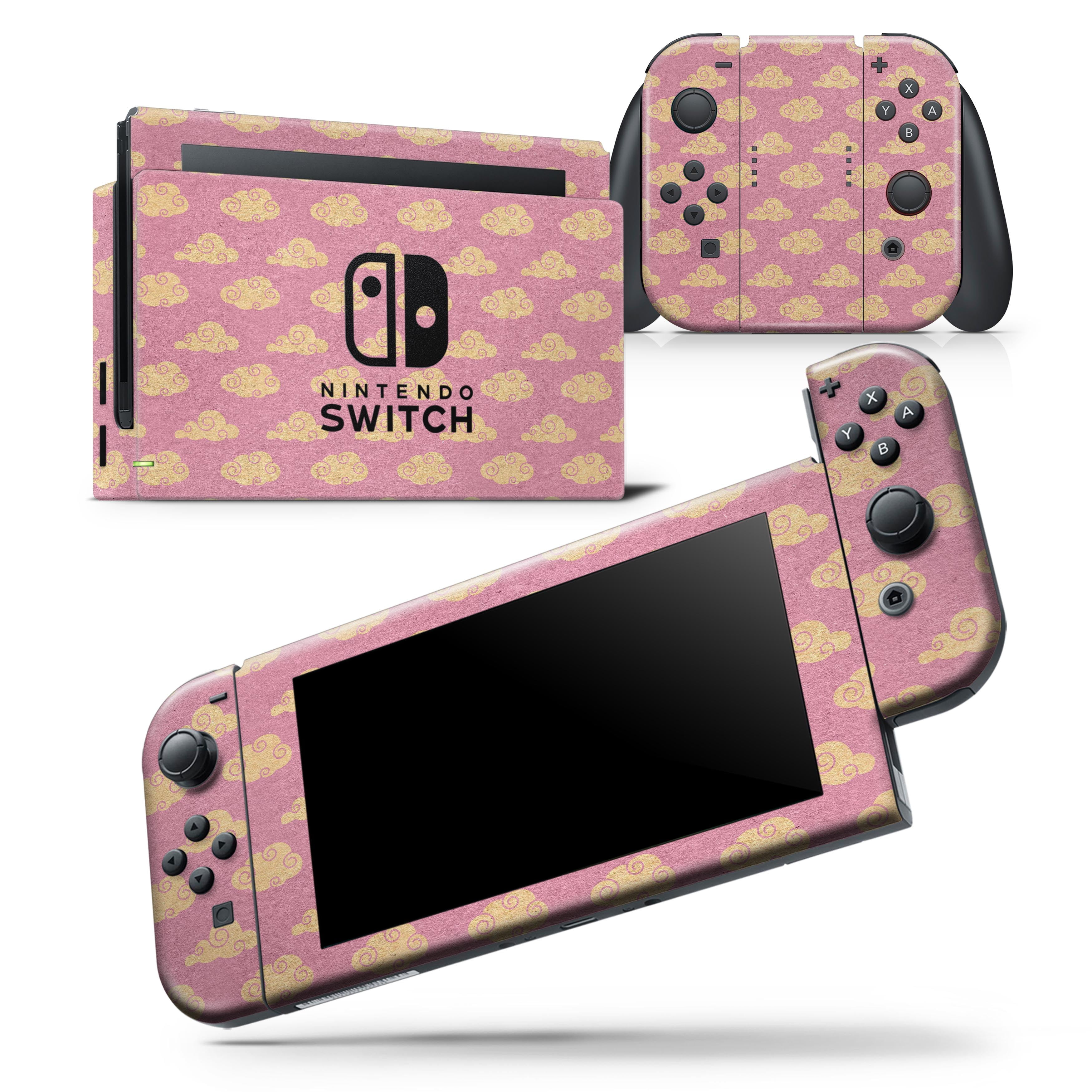 Golden Cartoon Clouds Over Pink Skin Wrap Decal Compatible With The Nintendo Switch Joycons Only Walmart Com Walmart Com - roblox cloud decal