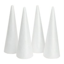Foam Tree Cones for DIY Crafts, White Polystyrene Art Supplies (4.5 x 13.5 in, 4 Pack)
