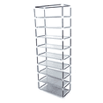 thumbnail image 4 of Tcbosik 9-Tier Large Capacity Shoe Rack with Cover, Tall Shoe Shelf with Side Pocket Holds to 24-28 Pairs, Free Standing Storage Organizer for Entryway, Closet, Bedroom, Purple, 4 of 8
