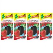 LITTLE TREES Car Air Freshener, Provides Long-Lasting Scent, Slip on Vent Blade, Strawberry, 4 Packs (4 Count)