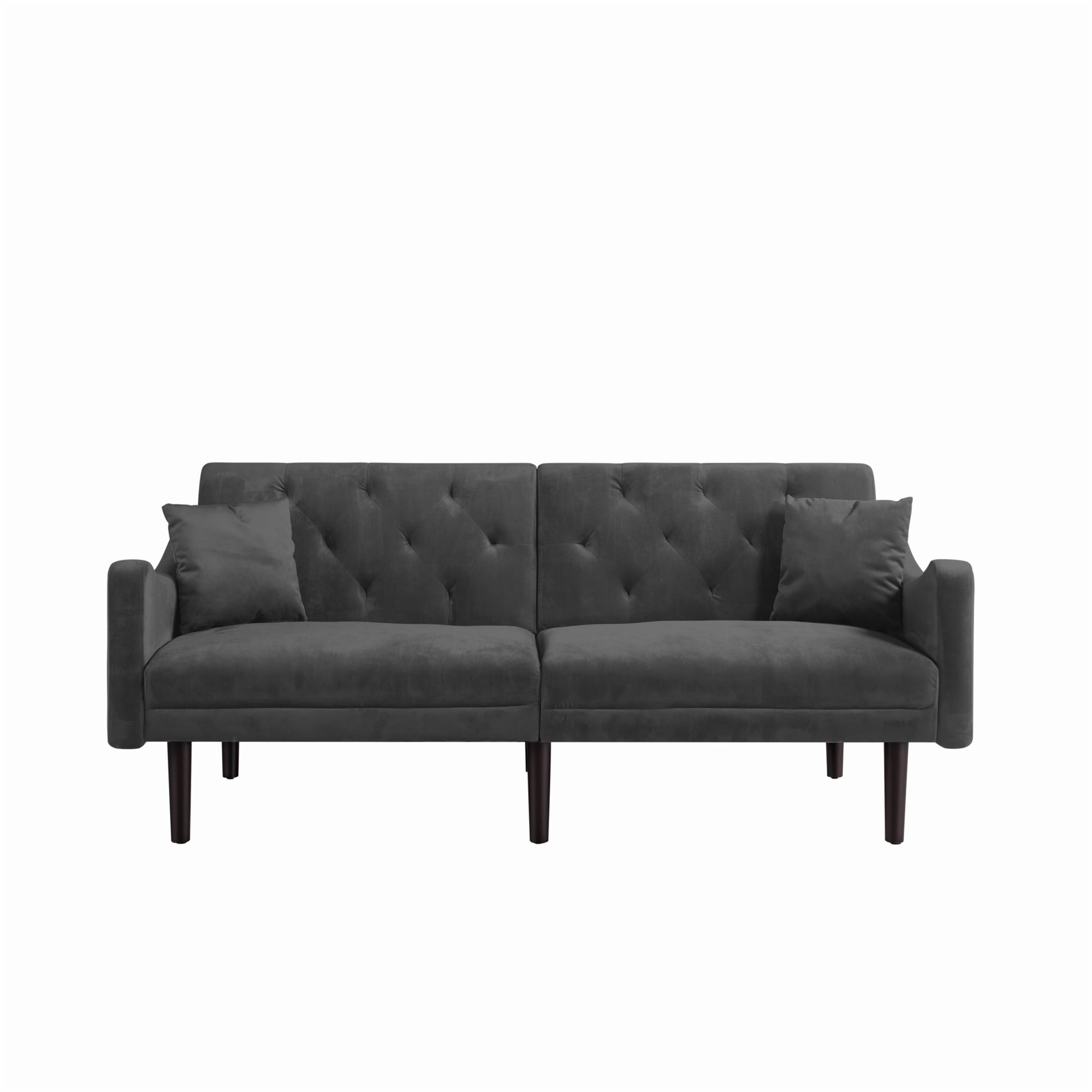 Kepooman Modern Velvet Convertible Sofa Bed for Living Room Bedroom, Button Tufted Curved Arms Futon Couch for Compact Living Space, Adjustable Lounge Sofa Bed Sleeper for Home Apartment, Gray Kepooman Modern Velvet Convertible Sofa Bed for Living Room Bedroom, Button Tufted Curved Arms Futon Couch for Compact Living Space, Adjustable Lounge Sofa Bed Sleeper for Home Apartment, Gray