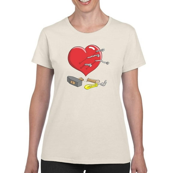 Diy Reapired Heart T-Shirt Women -Engin Selcuk Designs, Female 4X-Large