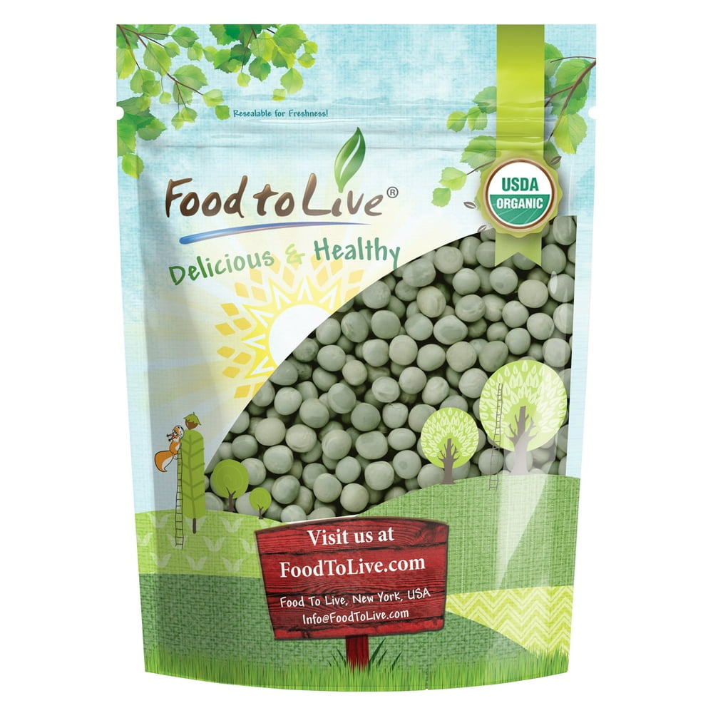 Organic Green Peas, 4 Pounds Sproutable, NonGMO, Kosher, Raw, Dried