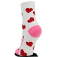 thumbnail image 2 of Airplus 2024 Valentine's Day Women's Aloe Infused Spa Crew Sock Cheetah White with Pink Hearts, 5-10, 2 of 4