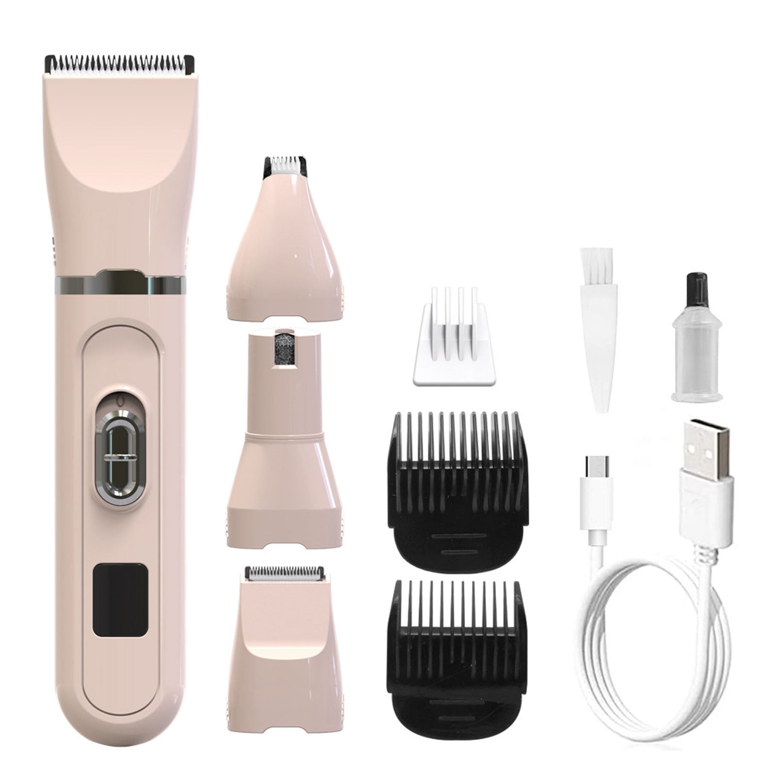 4 In 1 Waterproof Pet Grooming Kit Pink Cordless Dog Cat Hair Clipper Trimmer with Nail Clipper & File Professional Pet Grooming Tool for Dogs Cats Small Pets