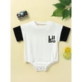 thumbnail image 2 of GXFC Infant Baby Boy Summer Rompers T Shirt Newborn Boy Short Sleeve Contrast Color Letters One Piece Jumpsuit Toddler Boy Summer Bodysuit Clothes 0-24M, 2 of 9