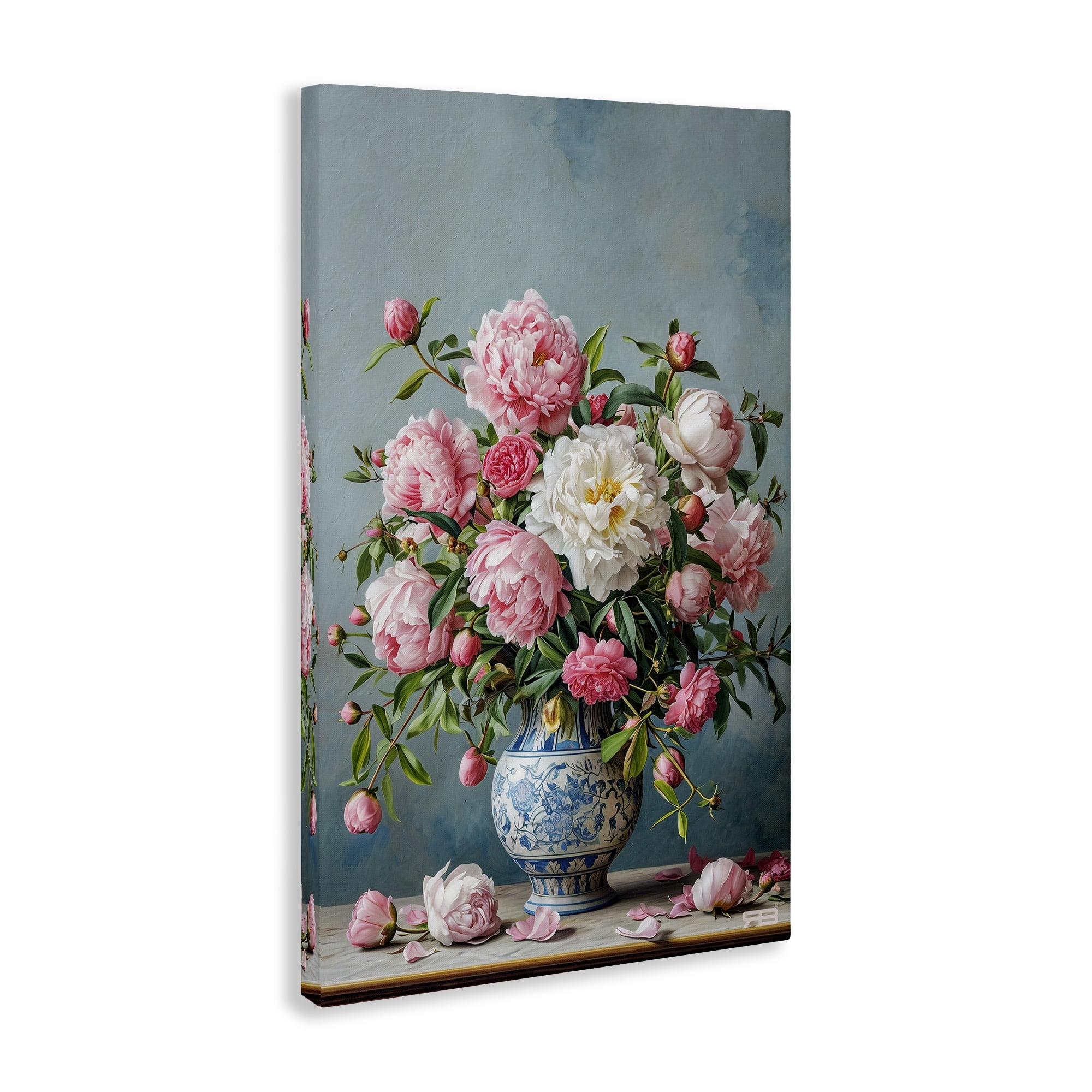 Stupell Industries Full Peonies Vase Botanical & Floral Painting Gallery Wrapped Canvas Art Print Wall Art, 30 x 45