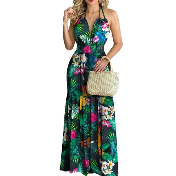 Niuer - Niuer Hawaiian Dress for Womens Summer Holiday Beach Maxi Dress ...