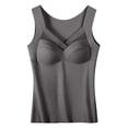 thumbnail image 2 of QASIEATN Sweatshirt for Graceful Ladies Fashion, Thermal Shirts with Built In Bra V Neck Tops Sleeveless Vest Fleece Lined Underwear Thermal Tank Tops Winter Top, Womens Fall Tops, 2 of 5