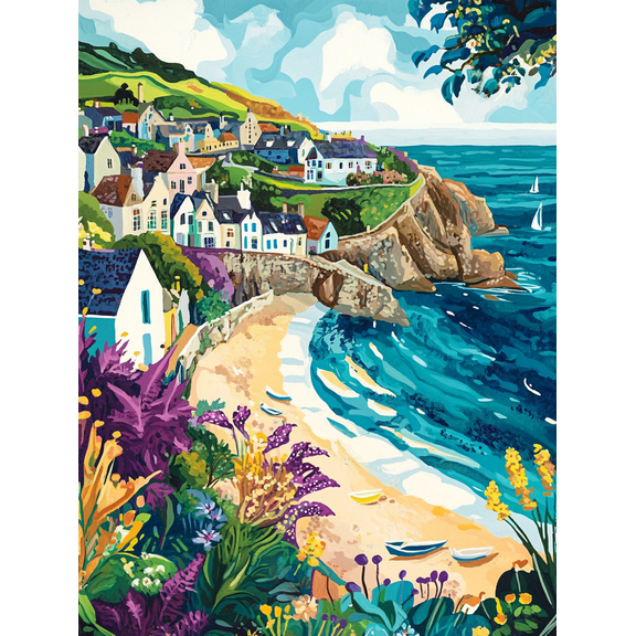 Coastal Village Canvas Print/Wall Art, Perfect for Living Room, Bedroom, Kitchen, Office, and Hallway Decoration.