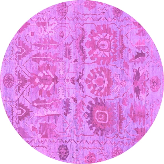 Ahgly Company Indoor Round Oriental Purple Traditional Area Rugs, 7' Round