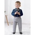 thumbnail image 4 of WESIDOM Toddler Boy Clothes Suits Shirt Bowtie Suspender Pants Formal Outfit Cotton Fabric 1-5T 3pcs, 4 of 8
