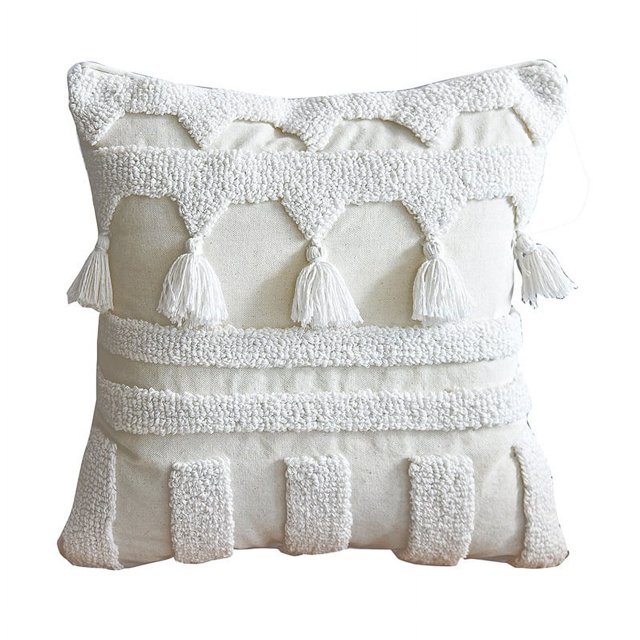Fundas De Almohada, Funda De Almohada De 45X45 Cm, Borlas De Mechón De Estilo Boho Netural para Decoración del Hogar, Sala De Estar Netural, Dormitorio, Hogar, 1 Pieza