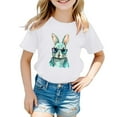 thumbnail image 1 of MIASHUI Boys Girls Easter Shirts Bunny Short Sleeve Tee Funny Rabbit Graphic T Shirts,White,7-8 Years, 1 of 3