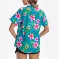 thumbnail image 4 of Women's Hawaiian Shirts Summer Floral Tropical Print Short Sleeve Button Down Tops Beach Vacation Collar Casual Blouses, 4 of 4