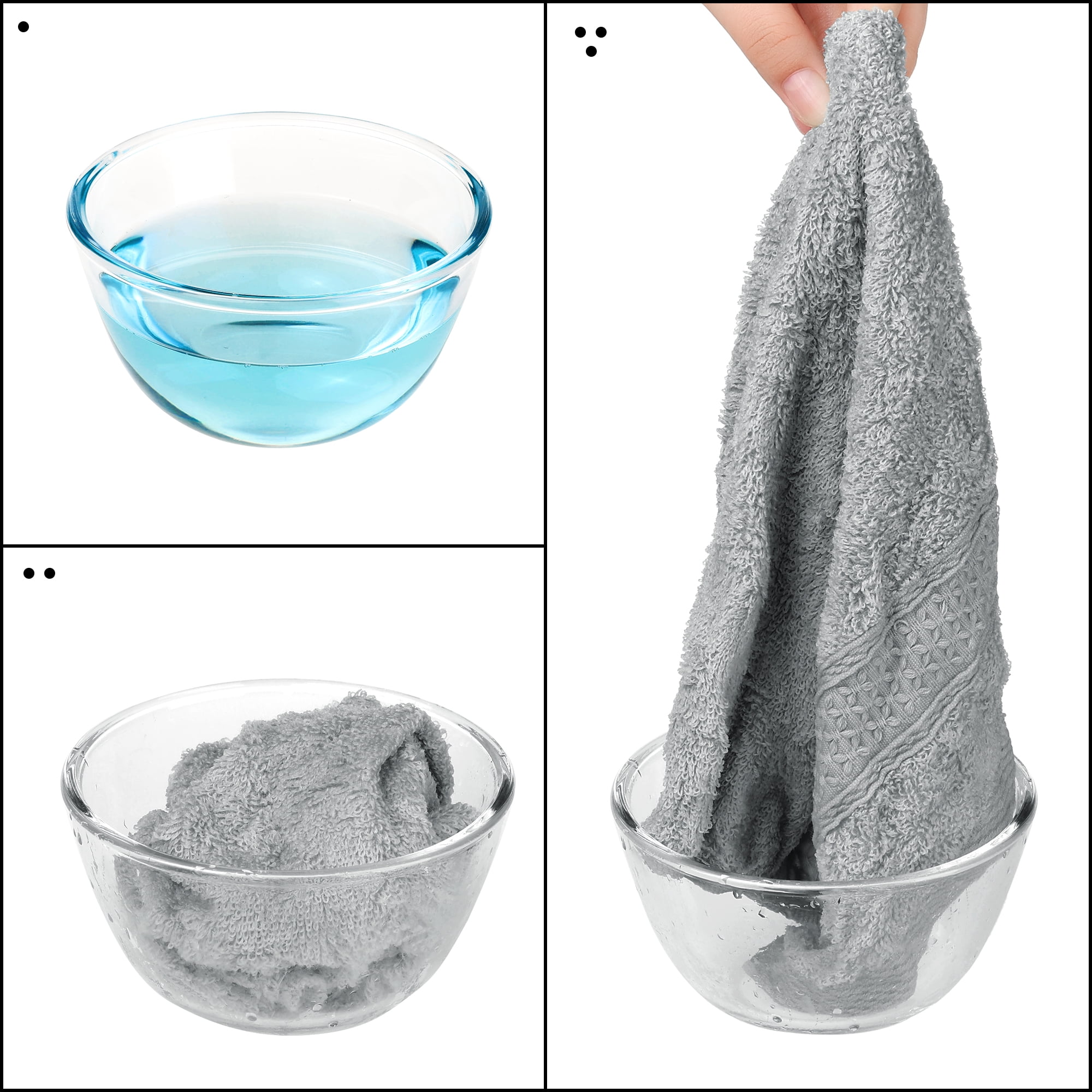 Unique Bargains 13"x13" Absorbent Cotton Dish Kitchen Plain Towels Light Gray