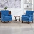 thumbnail image 2 of JERFIT Modern Accent Chair, Light Blue Upholstered Armchair with Solid Wood Legs for Living Room, Bedroom, Office, 2 of 10