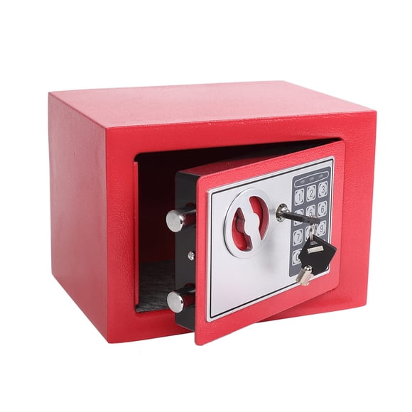 Caja fuerte electrónica de seguridad Yuanshikj con llave y teclado, roja