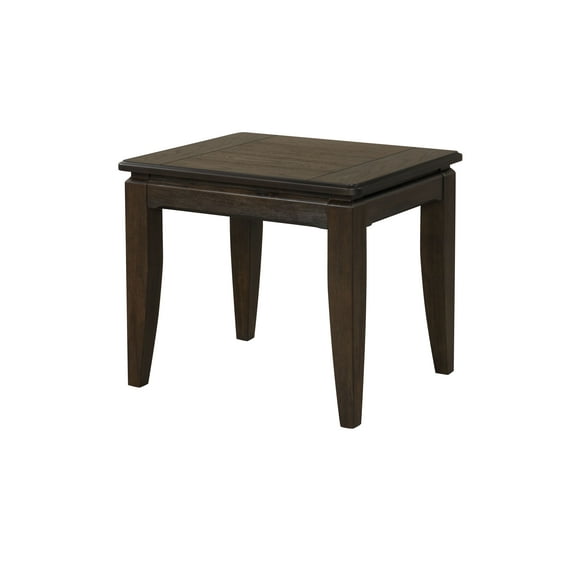 LifeSky Compact End Table for Sofa & Bed: 24.5 Inch Height Side Table - 31.5x26.5 Inch Space-Saving Square Top - Warm Brown Elm Veneer Finish with Tapered Legs for Living Room Bedroom