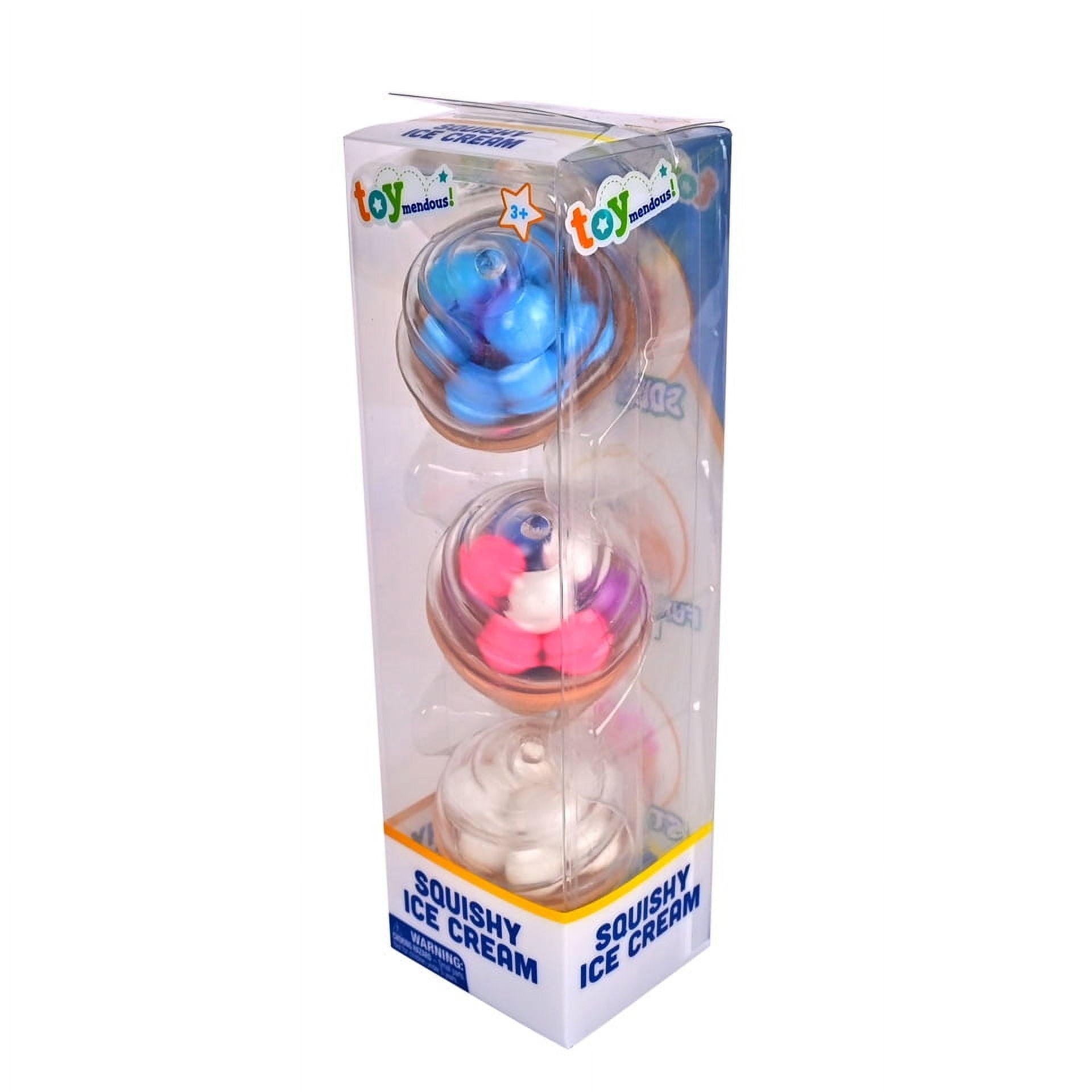 Toymendous Squishy Ice Cream, 3 Pack Rubber Stress Balls, Toy for Children Ages 3+