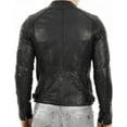 thumbnail image 3 of NOORA Lambskin Leather Men's Handmade Café Racer Riding Slim Fit Black Biker Leather Jacket |  Black Solid Biker jacket With Zipper SU0563, 3 of 6