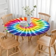 thumbnail image 3 of Rainbow Tie Dye Mandala Pattern Round Fitted Tablecloth with Elastic Edge,Dining Table Cover Waterproof,Outdoor Round Tablecloth for Camping,Dining,Indoor and Outdoor, 3 of 7