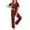 Wine Red, variant on Ekouaer Womens Pajama Sets Button Down Pjs 2 Piece Short Sleeve Sleepwear with Pants Soft Loungewear