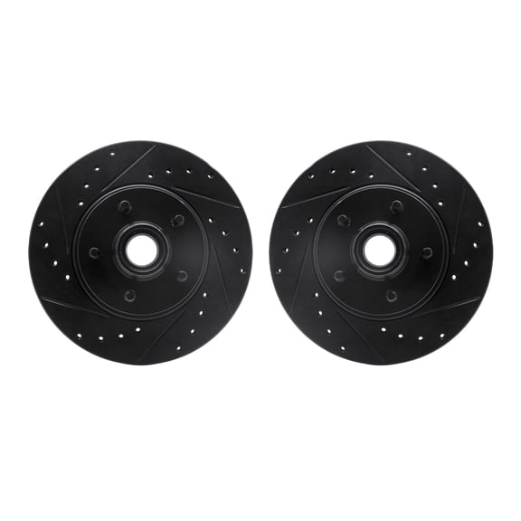 Dynamic Friction Company Front Brake Rotors-Drilled and Slotted-Black 8002-54074