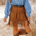 thumbnail image 3 of Womens Fringe Western Skirts Faux Suede High Waisted Tassel Skirts Club Country Concert Rodeo Outfits Rave Festival Coffee, M, 3 of 7