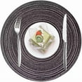 thumbnail image 2 of 15 Inch Round Braided Placemats Set of 4, Washable Heat Resistant Cotton Polyester Circle Place Mats for Kitchen Dining Table - Black, 2 of 7