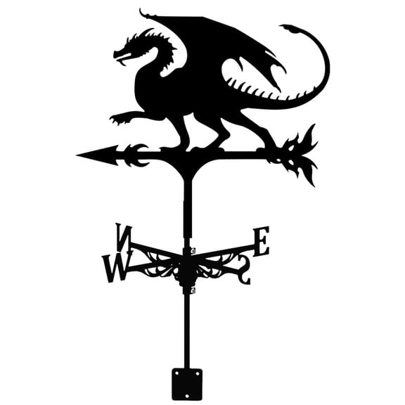 Metal Weather Vane Decoration for Roof Garden Courtyard UV-Resistant Rustproof Handcrafted Wind Direction Indicator 60x35cm