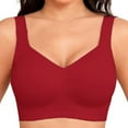 thumbnail image 2 of Ahuyic Womens Sports Bra,Summer Plus Size Bra,Jelly Bras For Womens Push Up No Underwire Bra Comfy Soft Buttery Yoga Bralette Everyday Sport Tshirt Brassiere,Red,XL, 2 of 3