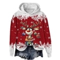 thumbnail image 1 of WILLBEST Sudadera con Capucha Oversize para Mujer, Estilo Casual, con Estampado Navideño de Ciervos con Cabeza Grande y Copos de Nieve, Cuello Redondo, Manga Larga y Diseño Ligero Mediana, 1 of 4